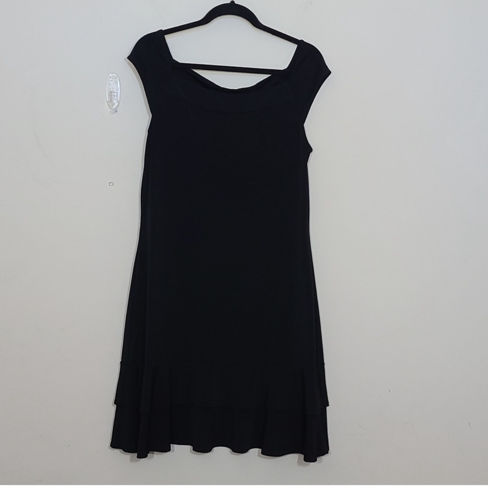 White House Black Market Shoulder Jersey Flare Dress Black Size L